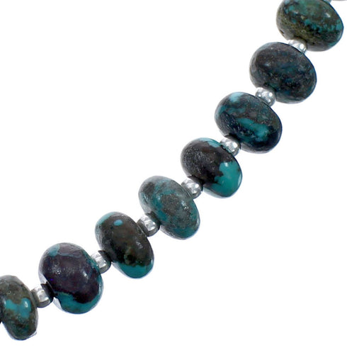 Kingman Turquoise Native American Bead And Silver Necklace JX123460